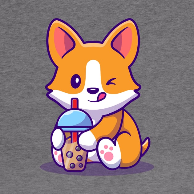 Cute Corgi Drink Milk Tea Boba by Catalyst Labs